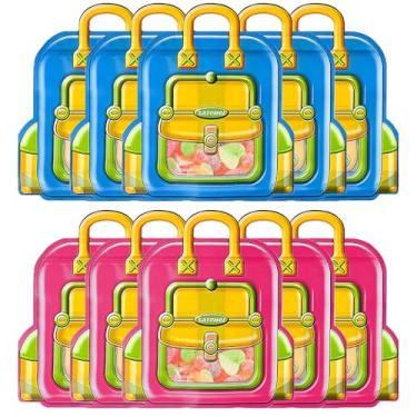 Imagem de VRHGL 30 peças de sacolas de presente fofas para crianças, de plástico grande, reutilizável, pré-cheia, lembrancinhas de festa com alças para devolução de presente de aniversário, lanche, doces, festa