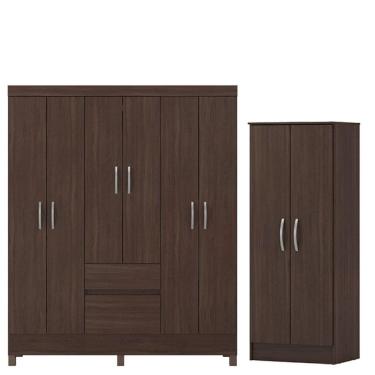 Imagem de Guarda Roupa Casal Flash 2 com Multiuso Viena Café - Demóbile