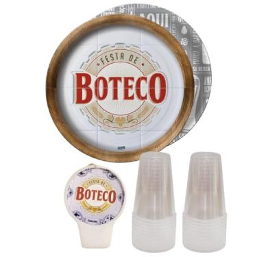 Imagem de Kit 20 Copos 300ml Acrílico 16 Pratos Festa De Boteco De Papel 1 Vela Festa De Boteco