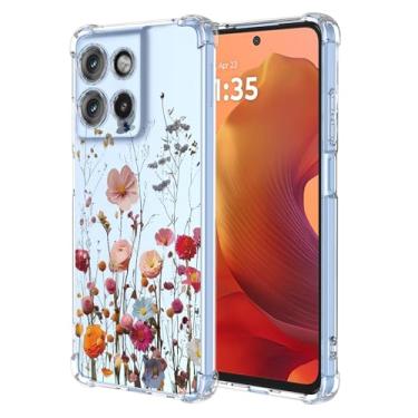 Imagem de RRXSYXL Capa para Moto G15, Moto G15 Power com estampa floral transparente, capa macia à prova de choque, linda flor, G15