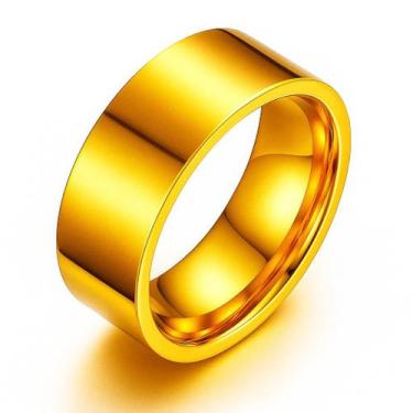 Imagem de Aliança Compromisso Reta Ouro 18k 8mm Casal Noivado Tungstênio Luxo - 