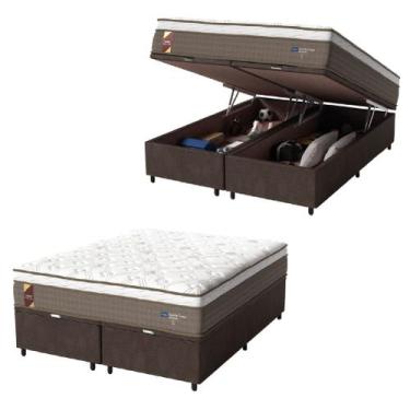 Imagem de Cama Box Baú Casal Queen Colchão Molas Ensacadas Guarda Costas Alameda