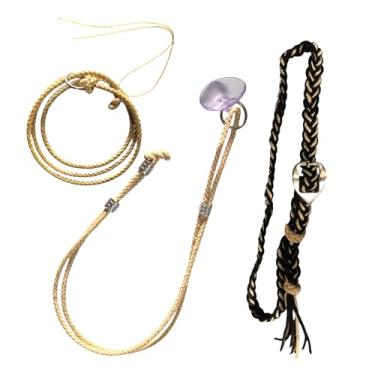 Imagem de Bandinha + Suporte de Chapéu e Laço para Retrovisor Couro (preto com bege)