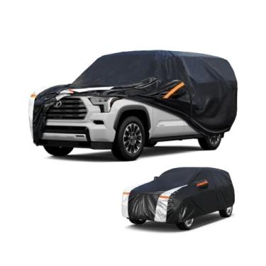 Imagem de Capa de carro SUV grande para Toyota Sequoia 2000-2025 100% à prova d'água para todos os climas, capas externas completas para uso externo, chuva, sol, vento, proteção UV.