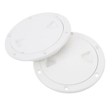 Imagem de Jiawu 2 PCs Hatch Boat Hatch, Placas de Convés de Inspeção Redonda de Barco Com Tampa Destacável, Anel de Borracha Espessada para o Barco de Iates Marítimos, Facilmente para Instalar (Branco)