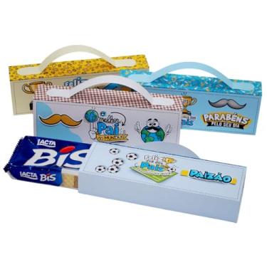 Imagem de Kit com 15 Capinhas de Papel para Personalizar Caixa de Bis, Tema Dia dos Pais, Lembrancinhas (Gravata Azul)