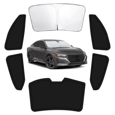 Imagem de 6 peças de persianas de janela de carro para Nissan Sentra 2020-2024, capas de janela para janelas traseiras laterais do para-brisa Sentra, conjunto completo de proteção de privacidade de carro com