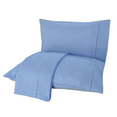 Imagem de Jogo de Cama Casal 3p Lençol sem Elástico + Fronha 100% Algodão Percal