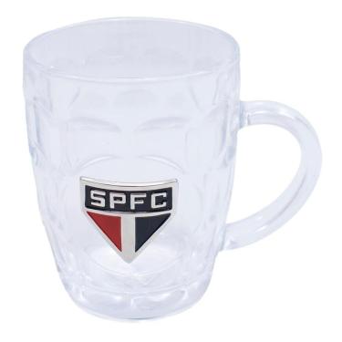 Imagem de Caneca Vidro Brasão Metal 400ml - São Paulo-Unissex