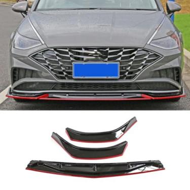 Imagem de Spoiler do para-choque dianteiro do carro parte de modificação do difusor de lábios compatível com Sonata 2020+ capa protetora de para-choque acessórios para carro (preto vermelho)