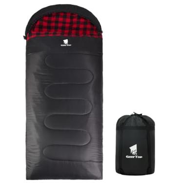 Imagem de GEERTOP Saco de dormir de flanela para clima frio 0 graus grande e alto saco de dormir para adultos - acampamento, caminhada, mochilão, viagem
