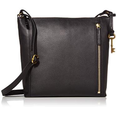 Imagem de Fossil Bolsa feminina Tara de couro transversal para mulheres, Preto, 9.38"L x 2.63"W x 9.5"H