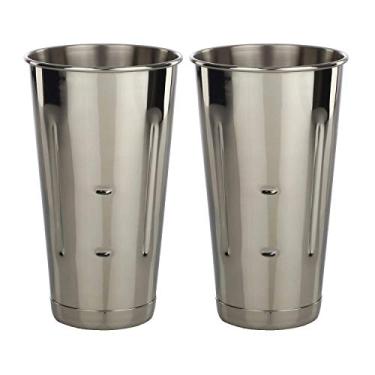 Imagem de Libertyware Copo de mistura de milkshake de malte de aço inoxidável, pacote com 2 – dois copos de sorvete e milkshake – copo de milkshake de malte de aço inoxidável de 850 g para máquinas de milkshake – dois copos de 850 g
