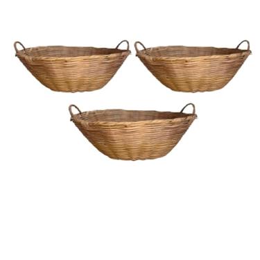 Imagem de Cesta Artesanal Pãozeira De Bambu Grande 33x25(Kit com 3)
