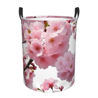 Imagem de 1 cesto de roupa suja de cerejeira japonesa dobrável à prova d'água cesto de armazenamento de roupas com alças pano oxford organizador de brinquedos cesta para banheiro, lavanderia, quarto, pequeno