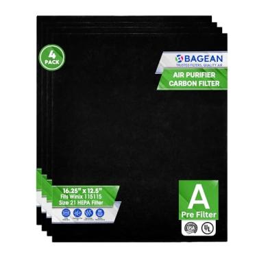 Imagem de Bagean Substituição de pré-filtro de carvão ativado - compatível com filtros Winix 115115 tamanho 21 - Serve para Winix Plasmawave C535 5300-2 6300-2 série de purificadores de ar - Absorve odores e