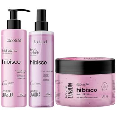 Imagem de Kit Body Splash + Esfoliante + Hidratante Corpo E Rosto Labotrat Cheiro De Fruta Hibisco 300g