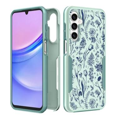 Imagem de Plakill Capa de telefone feminina para Galaxy A14 5G - Capa feminina fofa kawaii estética design exclusivo flores azuis proteção resistente à prova de choque grau militar adolescentes para Samsung