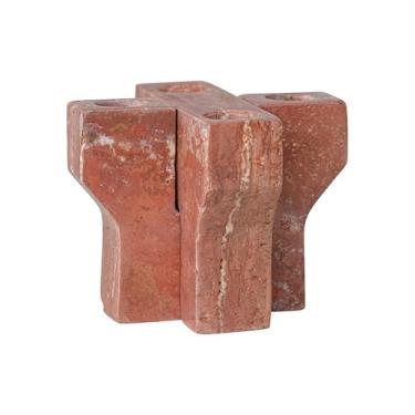 Imagem de Bloomingville Suporte cônico travertino interligado, vermelho