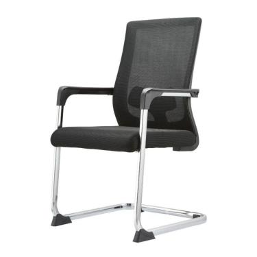 Imagem de Kit 4 Cadeiras de Escritório Locutor Avila Tela Mesh Preta Polipropileno Preto Base Fixa Cromada
