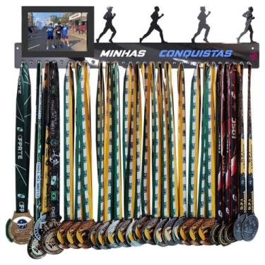 Imagem de Display de Medalhas Corrida Rua Masculino Porta retrato - QUADRO DE ME