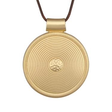 Imagem de joymiao Colares boêmios femininos longos de couro com pingente grande, joia hippie boho, colar com pingente, Couro sintético, Sem Pedra Preciosa