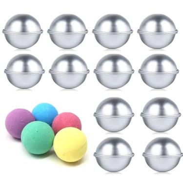 Imagem de 12 peças de moldes de bomba de banho de metal DIY kit de fabricação de sabão para criar seu próprio spa artesanal (conjunto com 6, 5 cm)