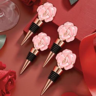 Imagem de Rolha de vinho de luxo rosa para aniversário de casamento, lembrancinhas de festa, presente de dia dos namorados, noivado, chá de panela, presentes de devolução, lembranças, rolhas de bebidas, festas