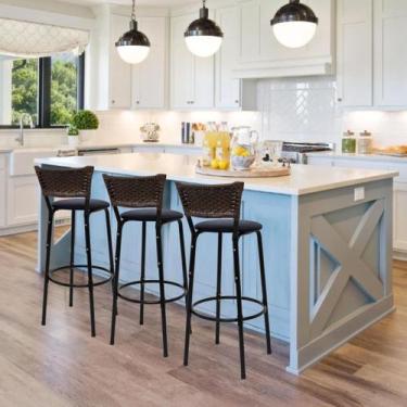 Imagem de Cadeiras Banquetas Para Bancada Alta Americano Bistrô Bar 3u Exclusiva