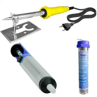 Imagem de Kit Ferro de Solda 40w 220v + Sugador de Solda + Fio estanho - Startoo