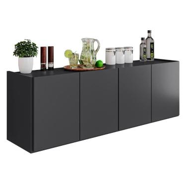 Imagem de Balcão De Cozinha Suspenso 118cm 4 Portas Monna Grafite Z34 - Mpozenato