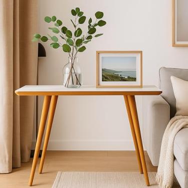 Imagem de Buffet Aparador Retrô de Madeira Maciça com Pés Palito Sala de Estar, Cantinho do Café e Decoração Moderna (Branco Amadeirado)