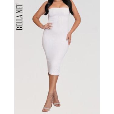 Imagem de Vestido Coladinho sem alça Tubinho Bandeau Canelado Moda Gringa Blogue