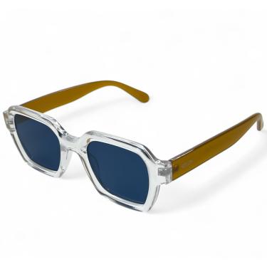 Imagem de ÓCULOS DE SOL SOLON GLASSES TRANSPARENTE MODERNO COM HASTE MARROM POLARIZADO COM PROTEÇÃO UV400 + CASE RIGIDA + FLANELA + LIMPA LENTES