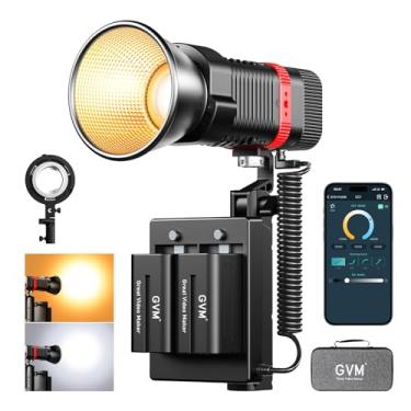 Imagem de Luz de vídeo GVM 60 W para luzes de estúdio COB, iluminação fotográfica portátil para gravação, adaptador de montagem Bowen com iluminação de vídeo LED, 2 baterias, holofote para aplicativo, ao ar