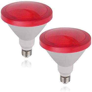 Imagem de CICINY Lâmpada de holofote vermelha Par38 - 15 W (equivalente a 100 watts) - Luzes de LED com base E26, pacote com 2, decoração de festa, varanda, casa e iluminação de férias