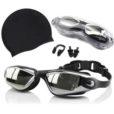 Imagem de Conjunto de Natação Adulto 4 em 1 | Óculos Antifog com Touca, Clip Nasal e Protetores de Ouvido