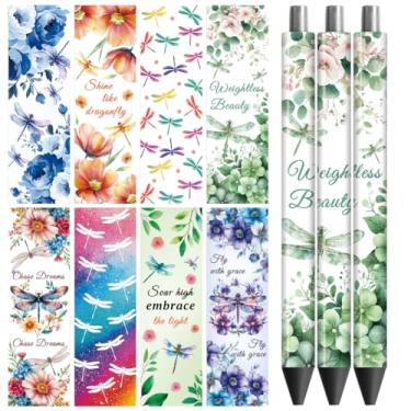 Imagem de Peacoblue Adesivo de transferência UV DTF para caneta libélula - 48 peças à prova d'água impressão HD UV DTF caneta decalques adesivos para caneta lápis personalizada faça você mesmo artesanato