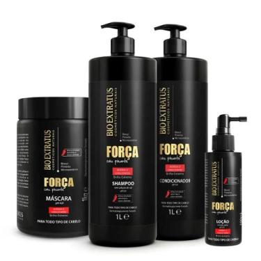 Imagem de Kit Bio Extratus Força Com Pimenta Shampoo Condicionador Máscara 1kg L