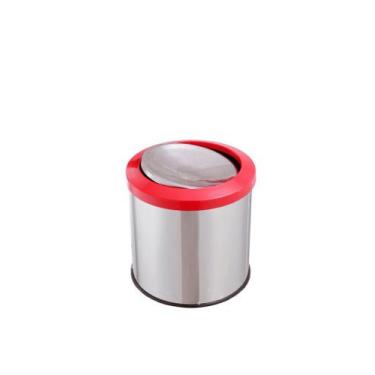 Imagem de Lixeira Inox Basculante 20 Litros Tampa Com Cor Flip Top - CCM, Vermel