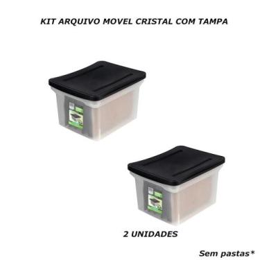 Imagem de Kit arquivo movel pasta susp cristal largo com tampa 2un - ORDENE