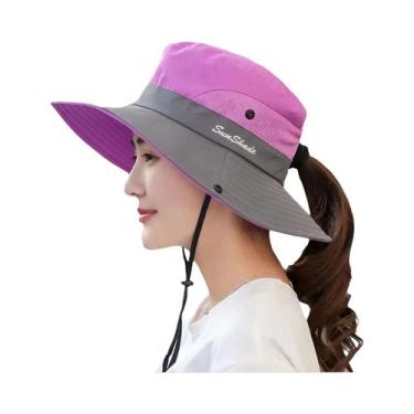 Imagem de Chapéu De Sol Feminino De Verão Respirável Dobrável Com Aba Larga Para