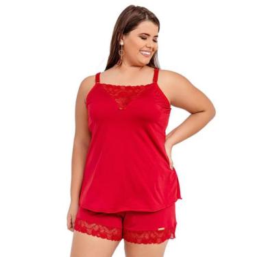 Imagem de Pijama Short Doll Baby Doll IMI Lingerie Em Microfibra E Renda Plus Si