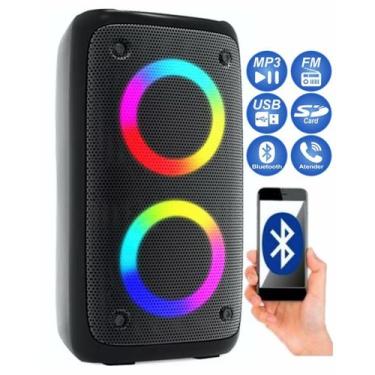 Imagem de Caixa Caixinha Som Portátil Bluetooth Fm Usb Sd Led Bateria - Grasep