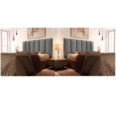 Imagem de Kit 2 Paineis Cama Box Flanel Para Cama 1,40 Suede Cor Cinza - JM Casa