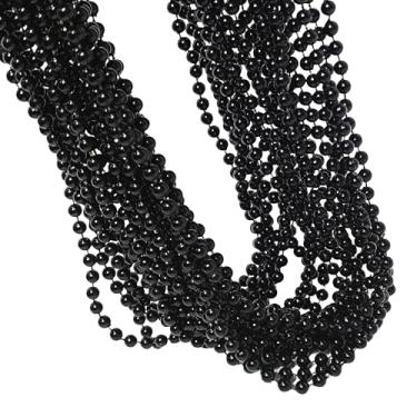 Imagem de LUV HER Pacote com 24 colares com contas metálicas pretas – acessórios de fantasia de 83 polegadas de comprimento para meninas e mulheres – fantasia e brincadeiras de faz de conta – perfeito para