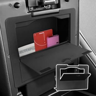 Imagem de YOJOJOCO Organizador de caixa oculta de console central compatível com Toyota Tacoma 2024 2025 acessórios preto ABS material plástico compartimento secreto