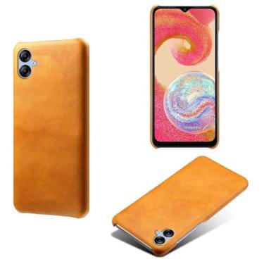 Imagem de Capa para Samsung Galaxy A04e,Proteção contra quedas,Casca de volta de cor sólida simples,Design de couro de imitação de plástico-Orange