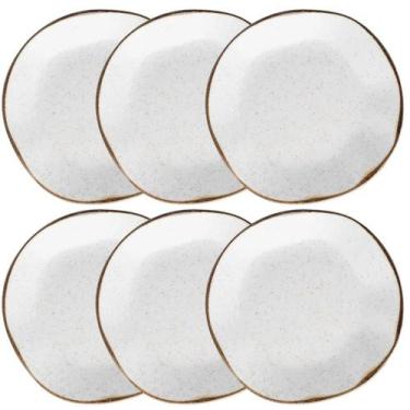 Imagem de Kit Jogo 6 Pratos Fundos Oxford Ryo Maresia Porcelana 22,5 cm
