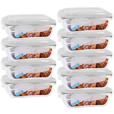 Imagem de Kit 9 Potes Vidro Hermético Marmita Com 4 Travas 1040ml - Pra casa